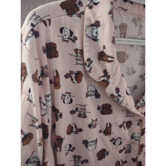 Ellen DeGeneres Pajama Set L Pink/Gray Dogs Notch Collar Dog Love Soft &Cozy - Picture 3 of 14